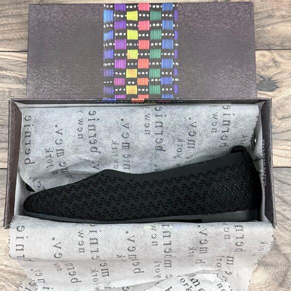 NIB Bernie Mev Safira Peony 40 8.5 Black Slip On Comfort Ballet Flats - Picture 9 of 10